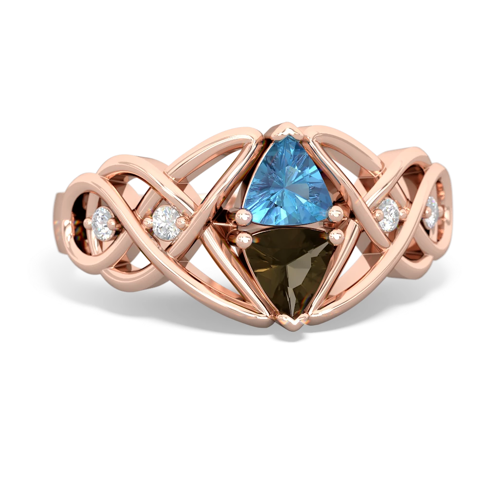 Blue Topaz Keepsake Celtic Knot 14K Rose Gold ring R5300