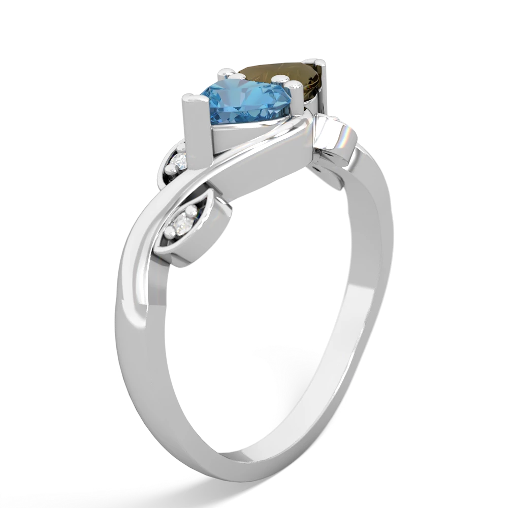 Blue Topaz Floral Elegance 14K White Gold ring R5790