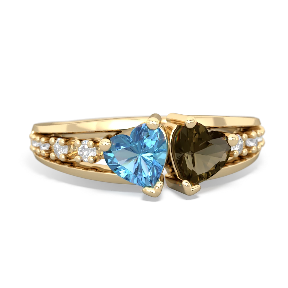 Blue Topaz Heart To Heart 14K Yellow Gold ring R3342