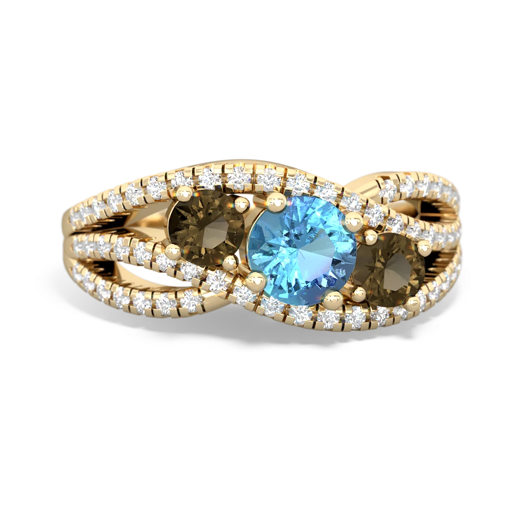 Blue Topaz Three Stone Aurora 14K Yellow Gold ring R3080