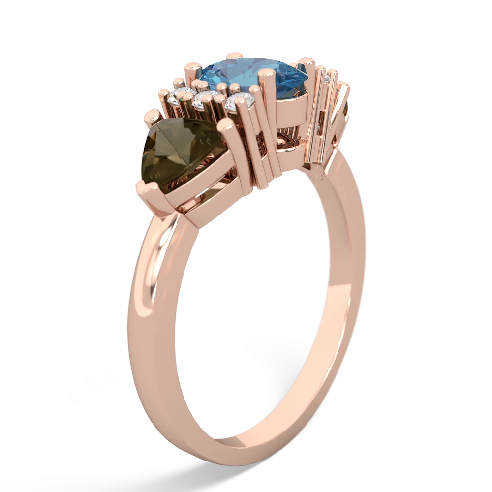 Blue Topaz Antique Style Three Stone 14K Rose Gold ring R2186