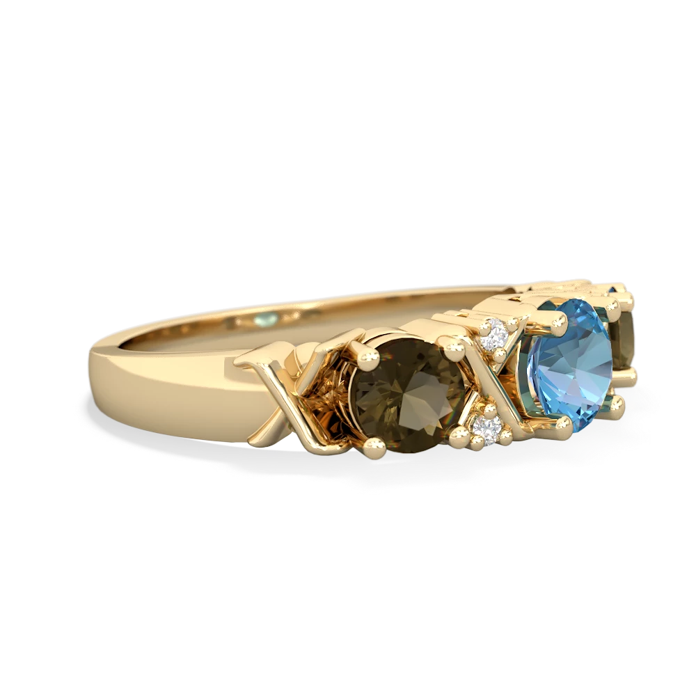 Blue Topaz Hugs And Kisses 14K Yellow Gold ring R5016