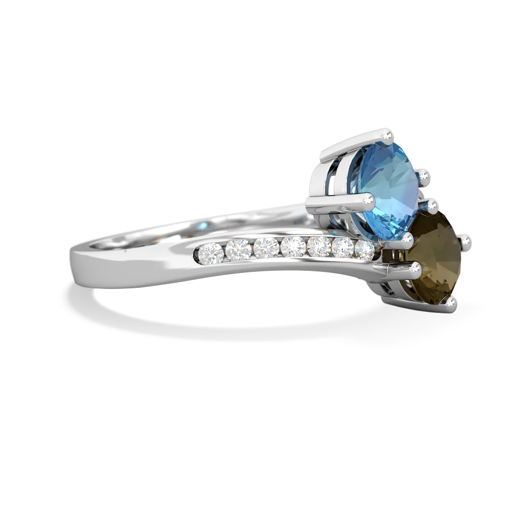 Blue Topaz Channel Set Two Stone 14K White Gold ring R5303