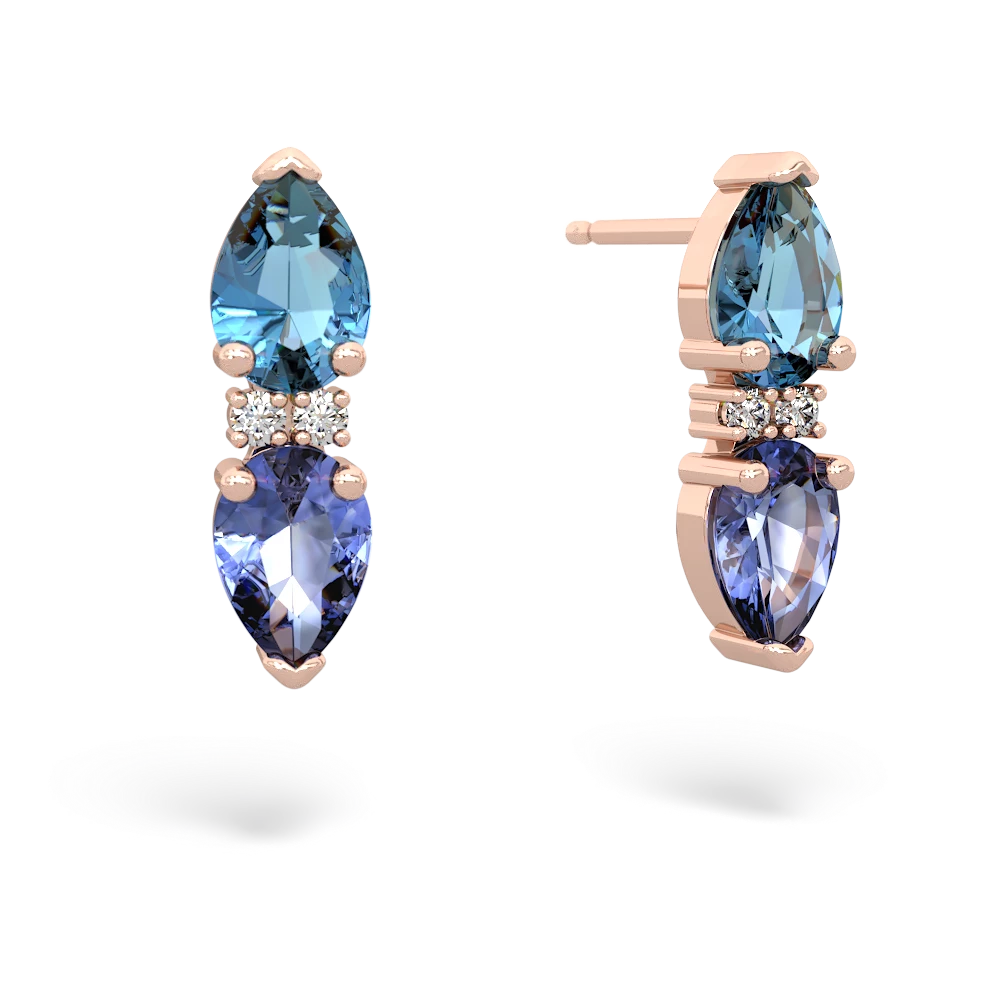 Blue Topaz Bowtie Drop 14K Rose Gold earrings E0865