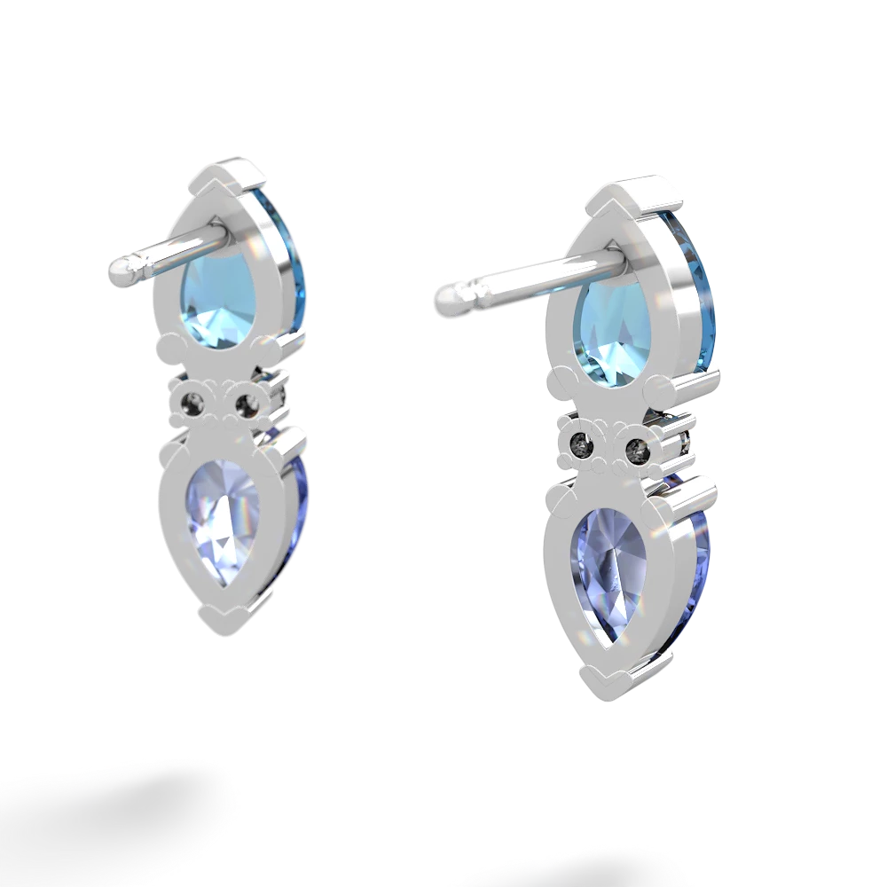 Blue Topaz Bowtie Drop 14K White Gold earrings E0865