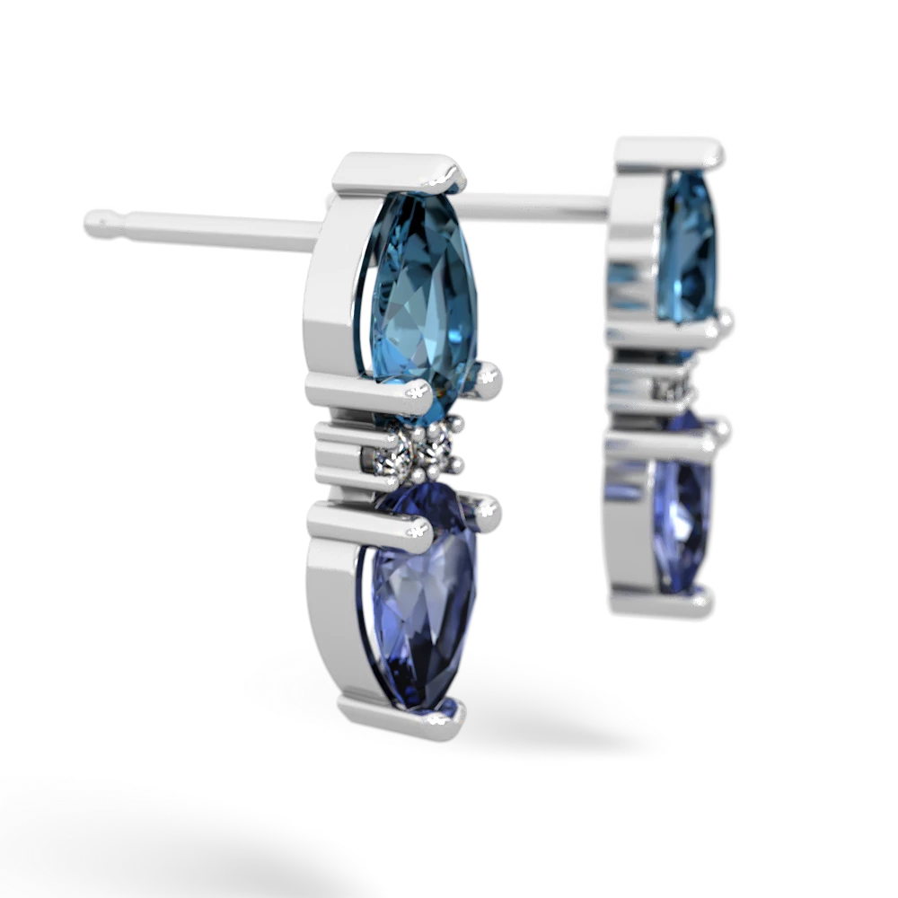 Blue Topaz Bowtie Drop 14K White Gold earrings E0865