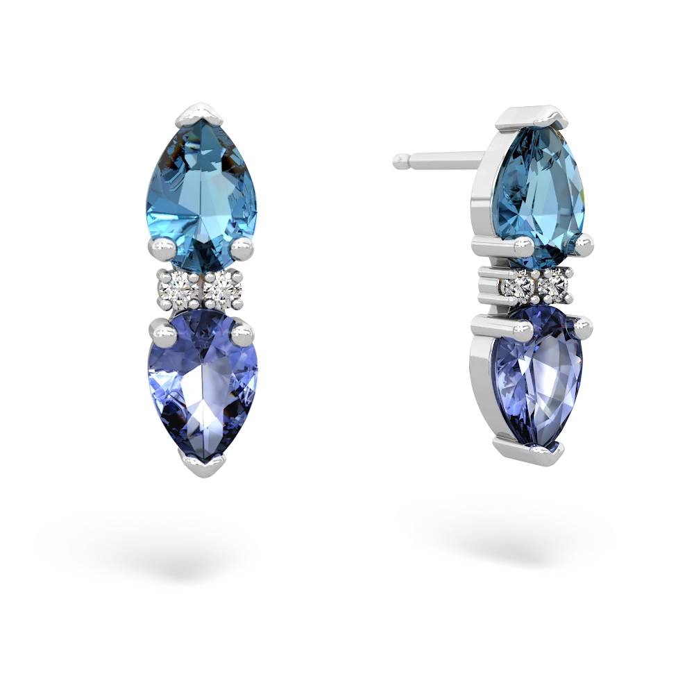 Blue Topaz Bowtie Drop 14K White Gold earrings E0865