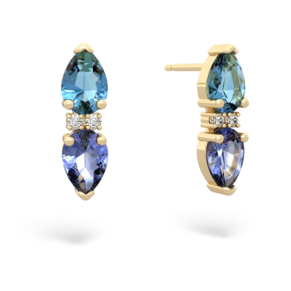 Blue Topaz Bowtie Drop 14K Yellow Gold earrings E0865