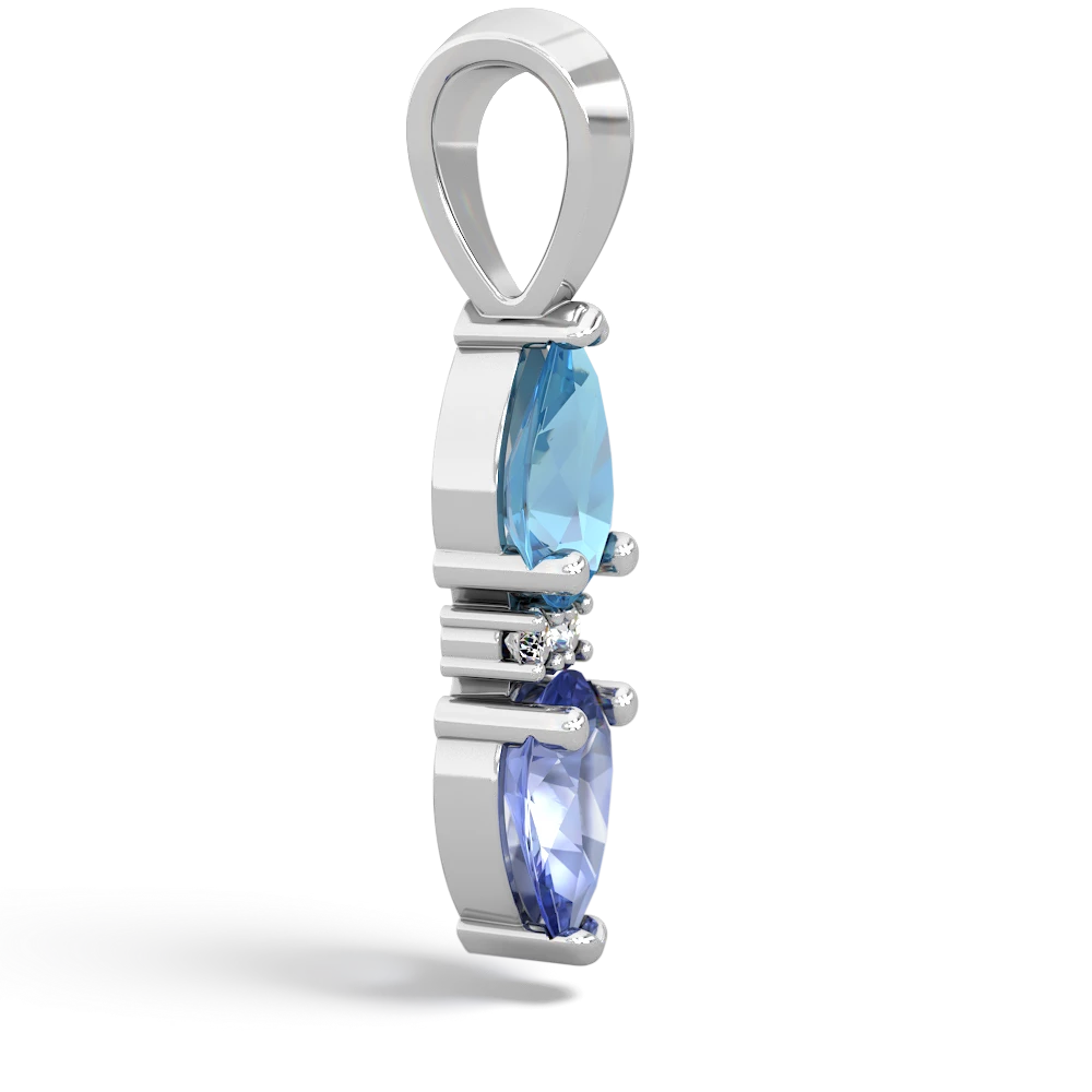 Blue Topaz Bowtie Drop 14K White Gold pendant P0865