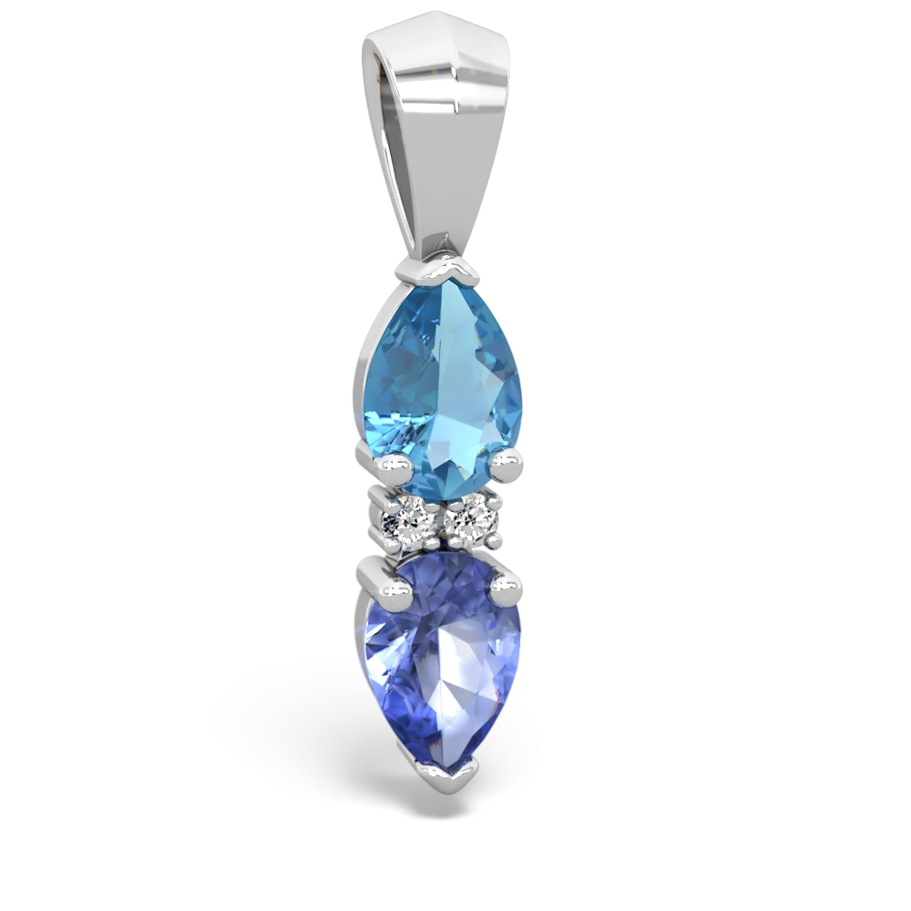 Blue Topaz Bowtie Drop 14K White Gold pendant P0865