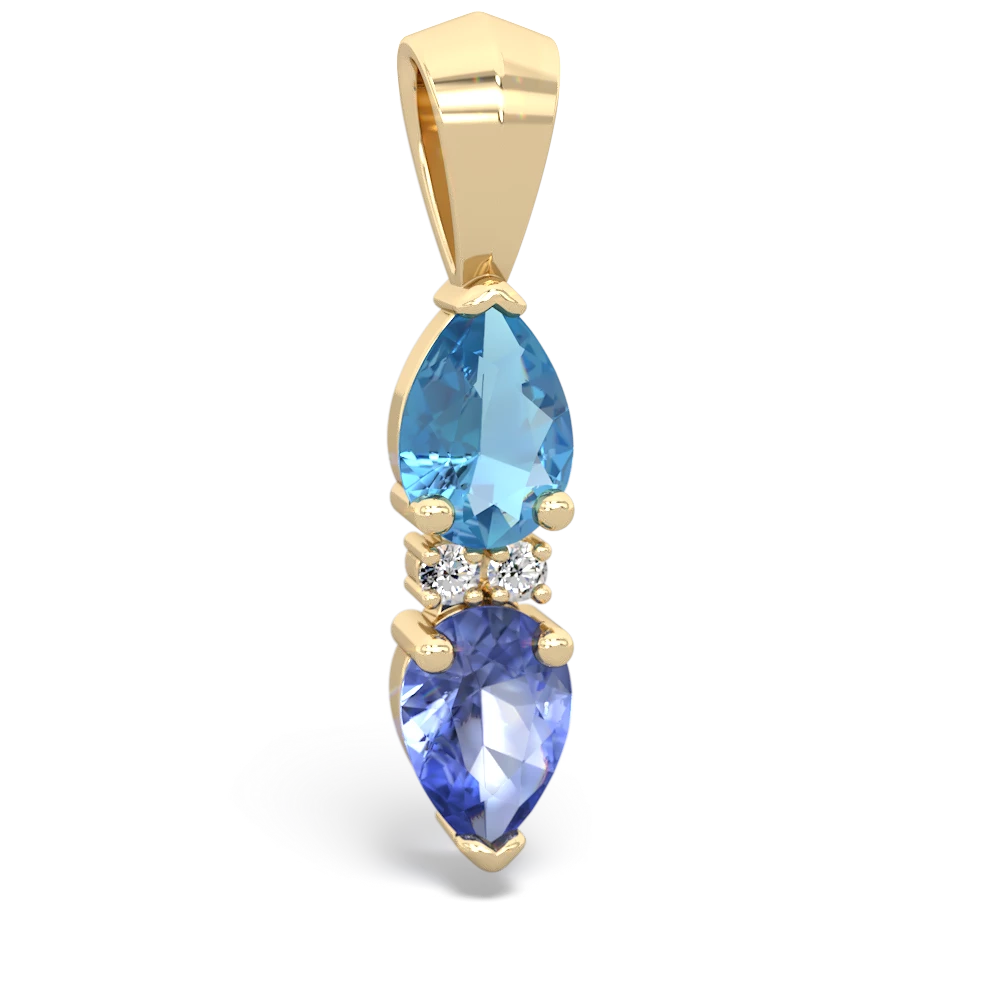 Blue Topaz Bowtie Drop 14K Yellow Gold pendant P0865