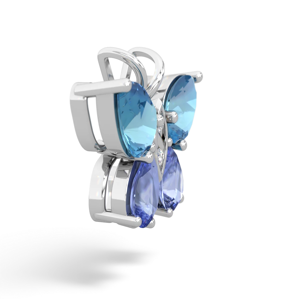 Blue Topaz Butterfly 14K White Gold pendant P2215