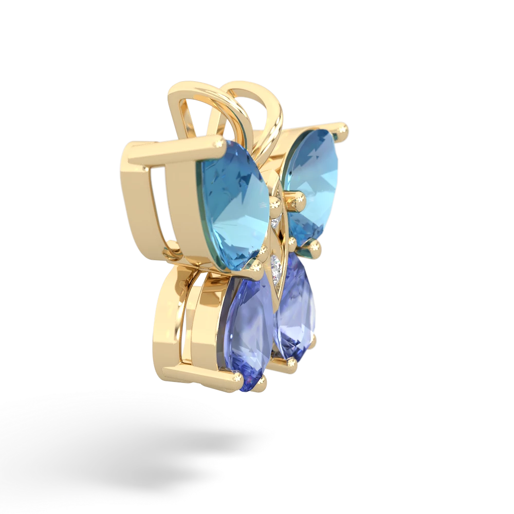 Blue Topaz Butterfly 14K Yellow Gold pendant P2215