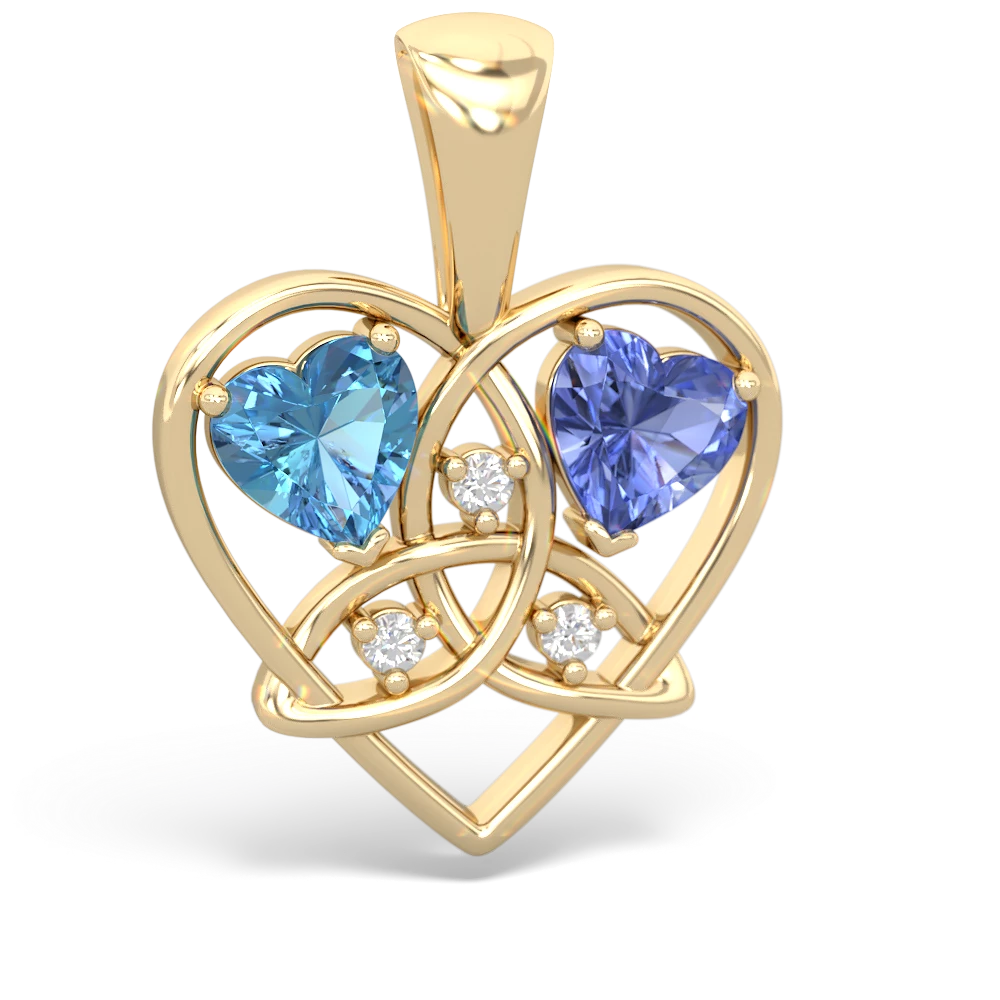 Blue Topaz Celtic Trinity Heart 14K Yellow Gold pendant P5331