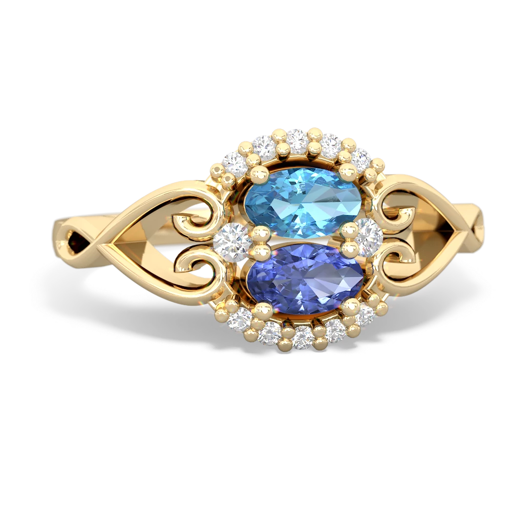 Blue Topaz Love Nest 14K Yellow Gold ring R5860