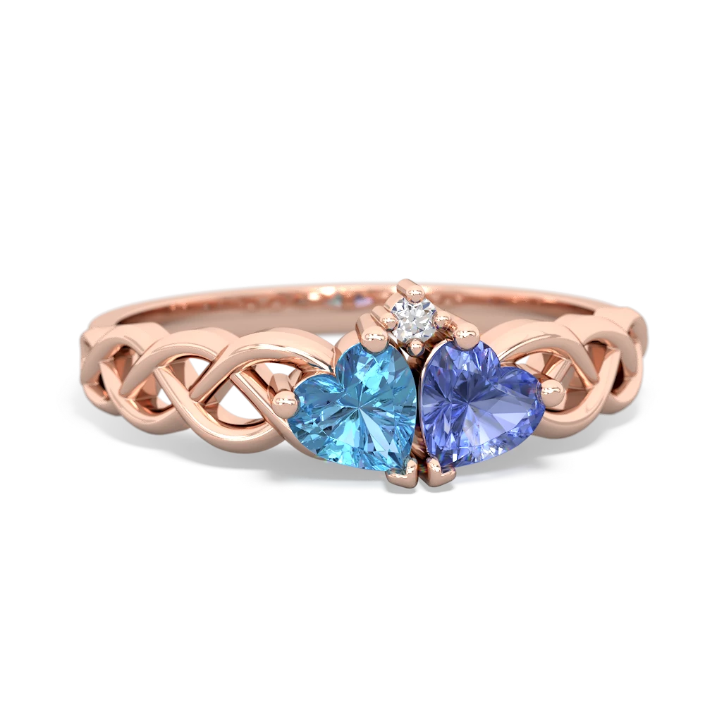 Blue Topaz Heart To Heart Braid 14K Rose Gold ring R5870