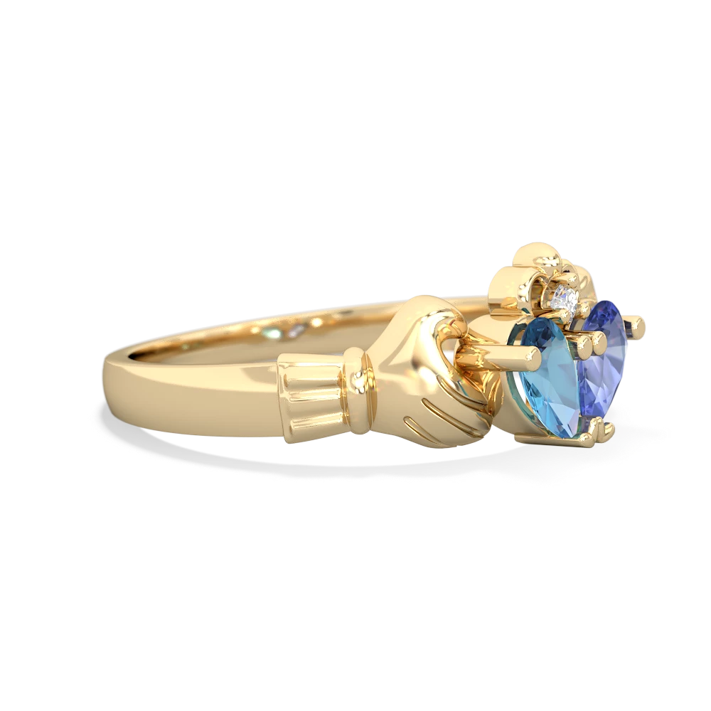 Blue Topaz 'Our Heart' Claddagh 14K Yellow Gold ring R2388