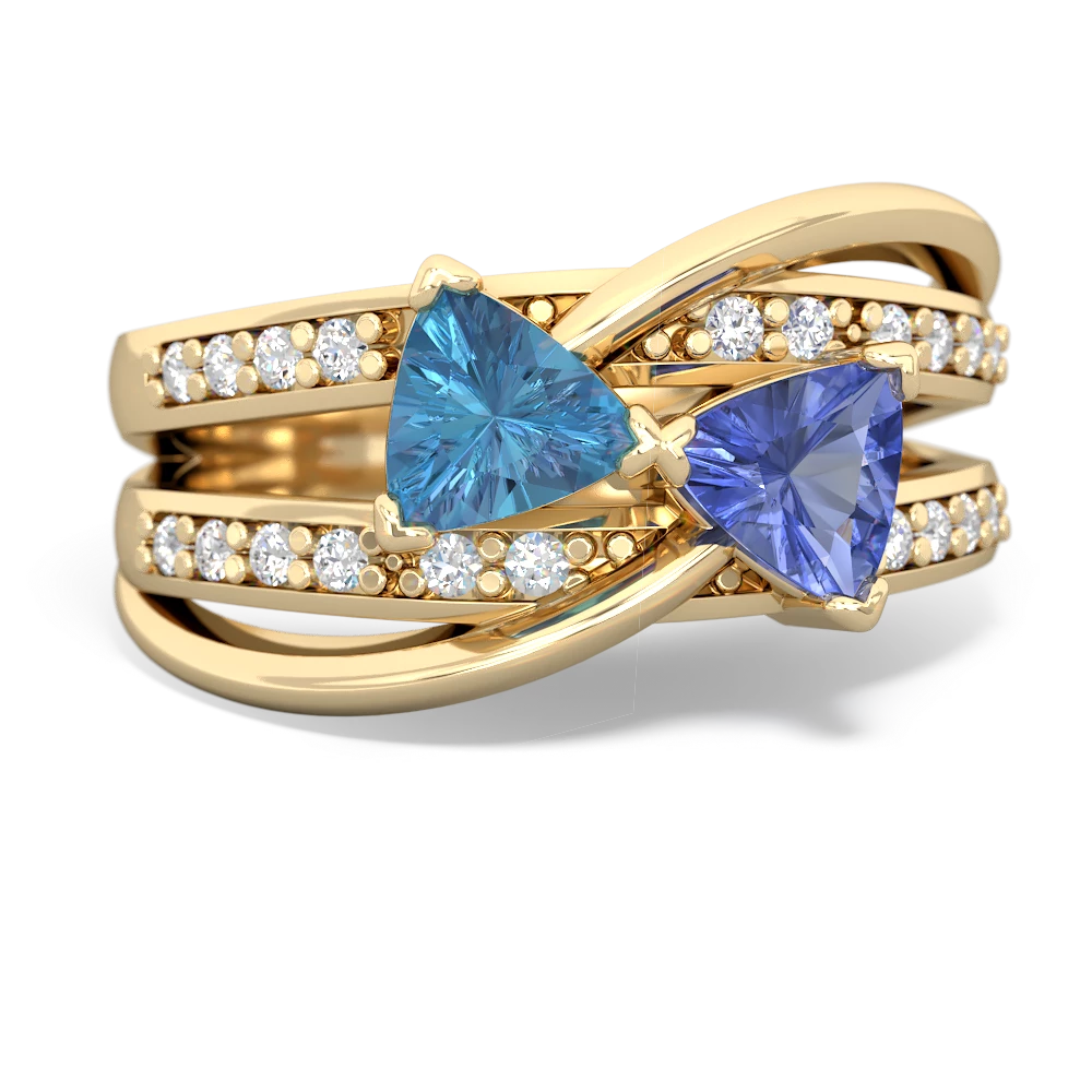 Blue Topaz Bowtie 14K Yellow Gold ring R2360