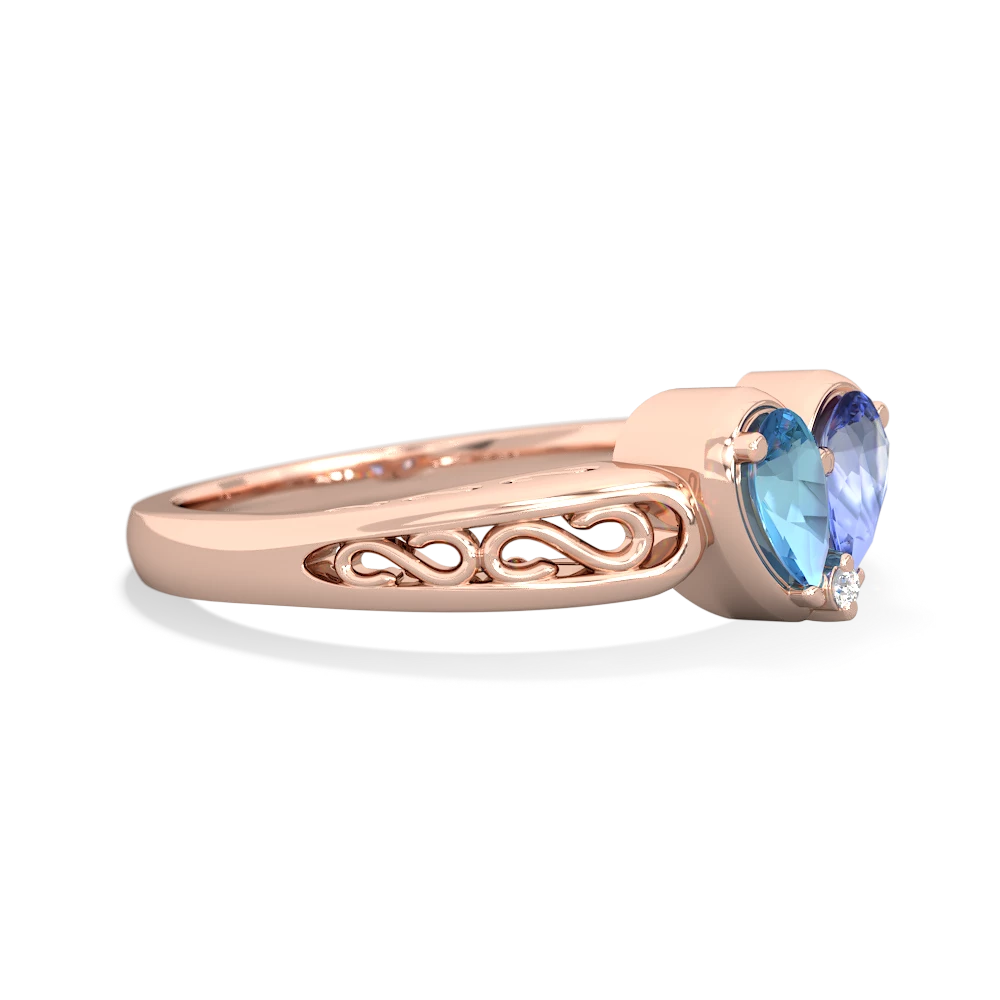 Blue Topaz Filligree 'One Heart' 14K Rose Gold ring R5070