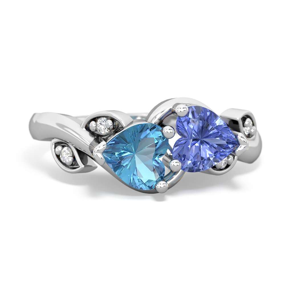 Blue Topaz Floral Elegance 14K White Gold ring R5790