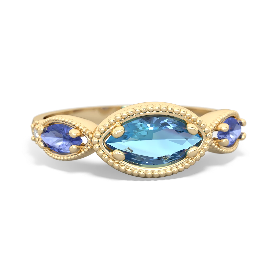 Blue Topaz Milgrain Marquise 14K Yellow Gold ring R5700