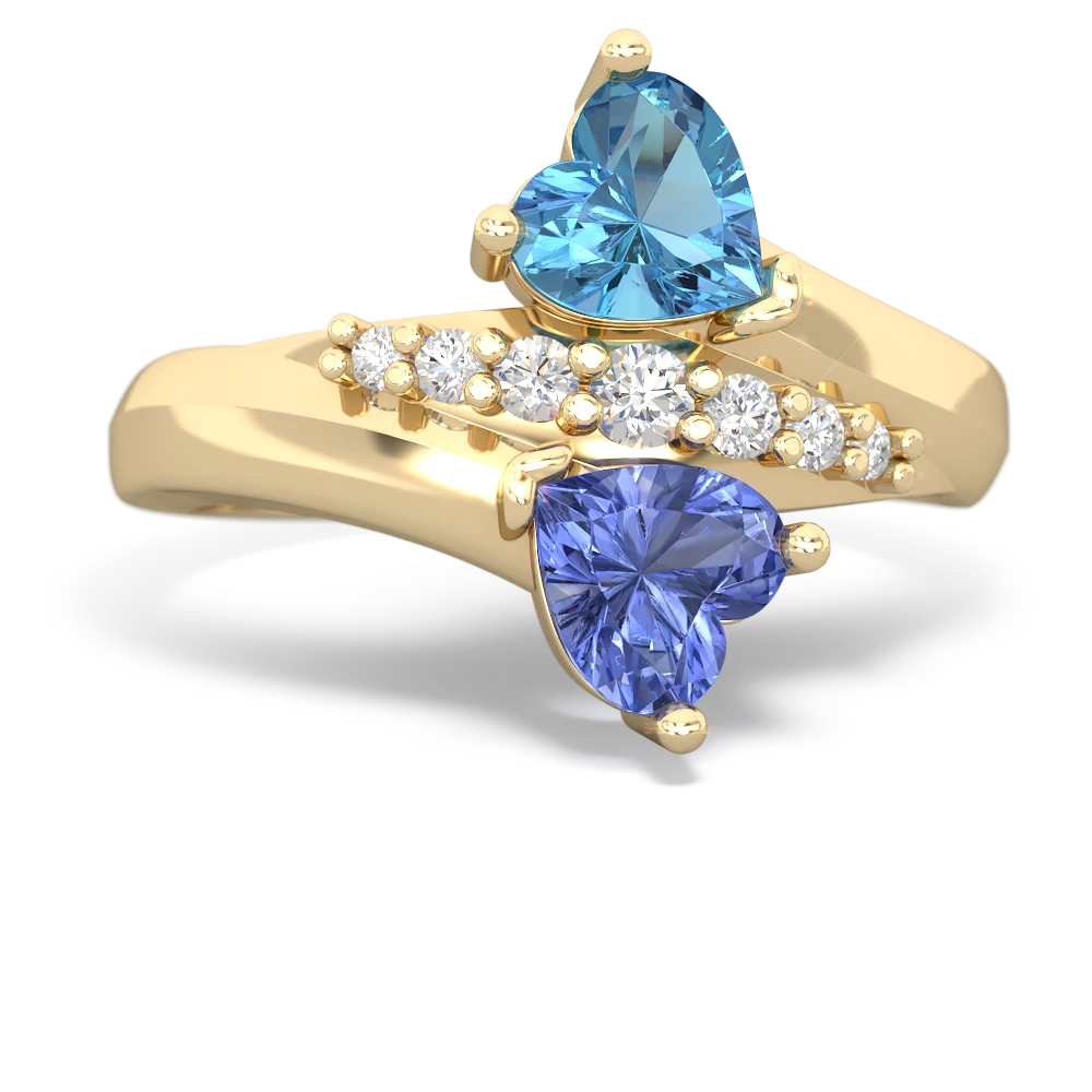 Blue Topaz Heart To Heart 14K Yellow Gold ring R2064