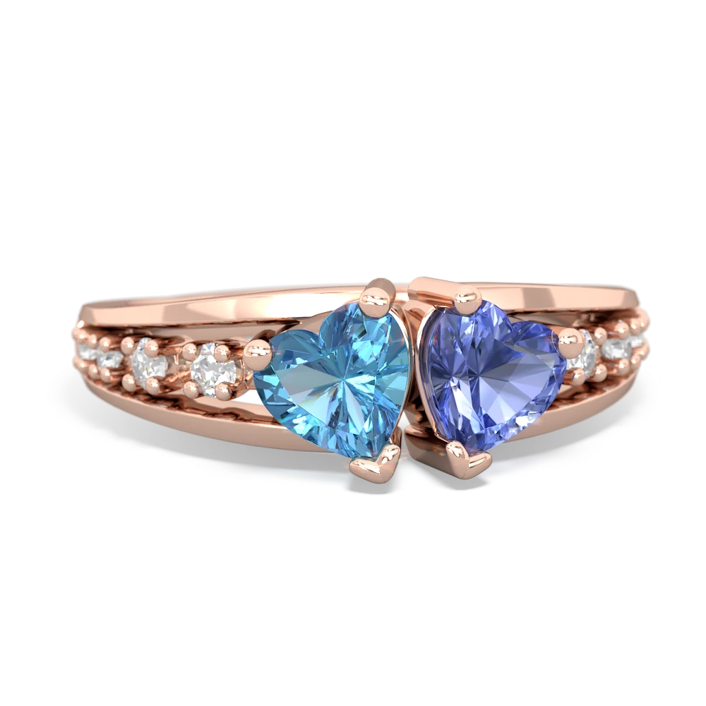 Blue Topaz Heart To Heart 14K Rose Gold ring R3342