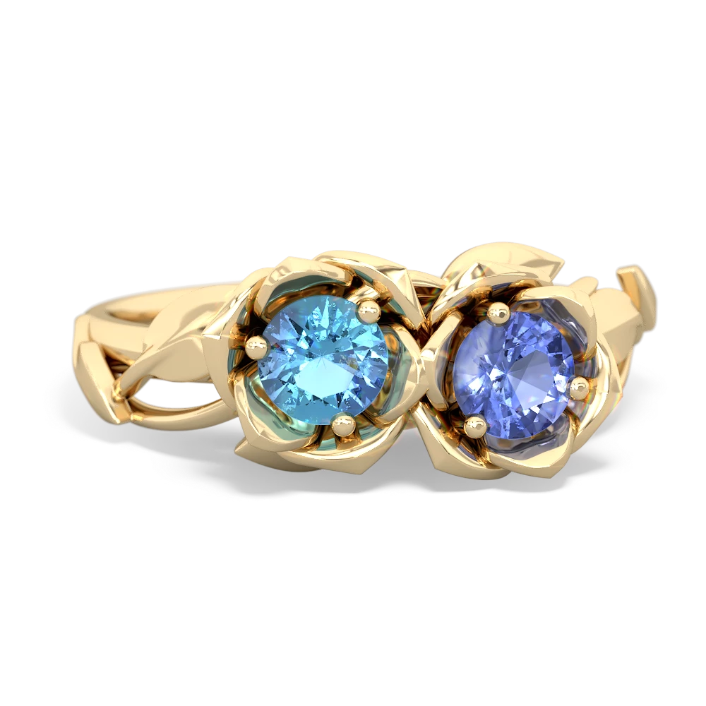 Blue Topaz Rose Garden 14K Yellow Gold ring R5510