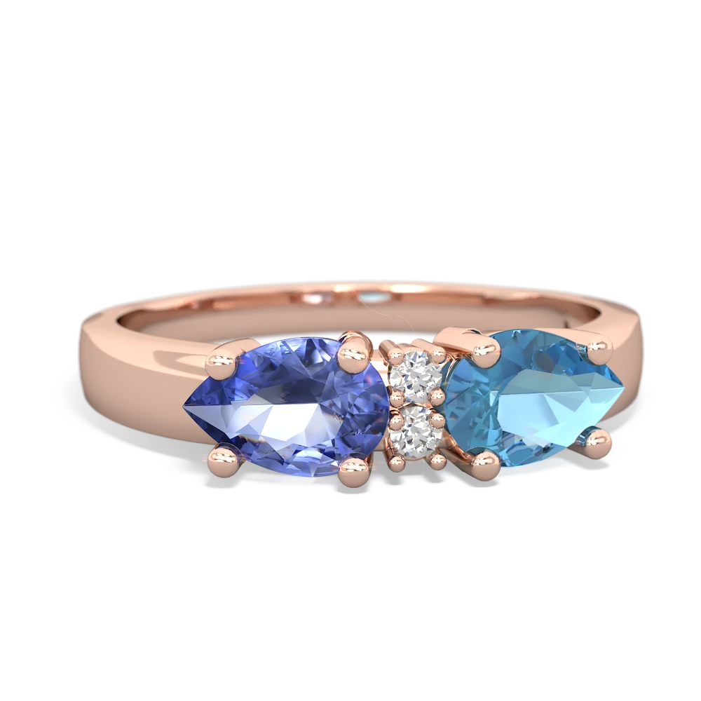 Blue Topaz Pear Bowtie 14K Rose Gold ring R0865