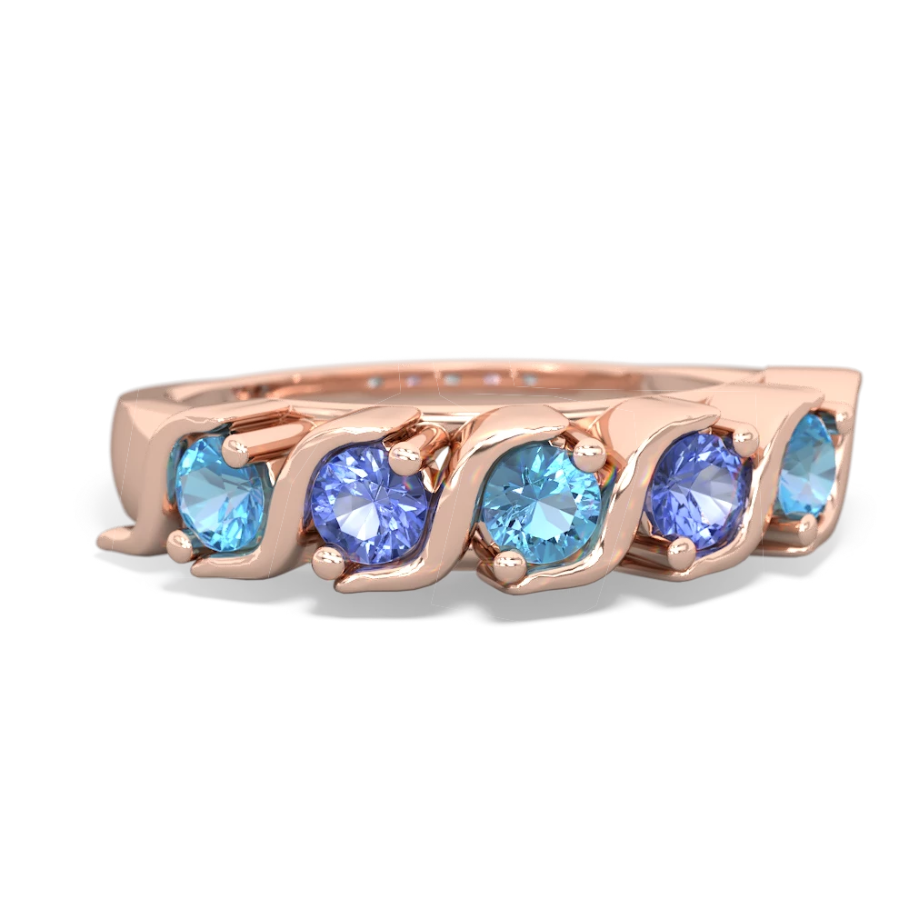 Blue Topaz Anniversary Band 14K Rose Gold ring R2089