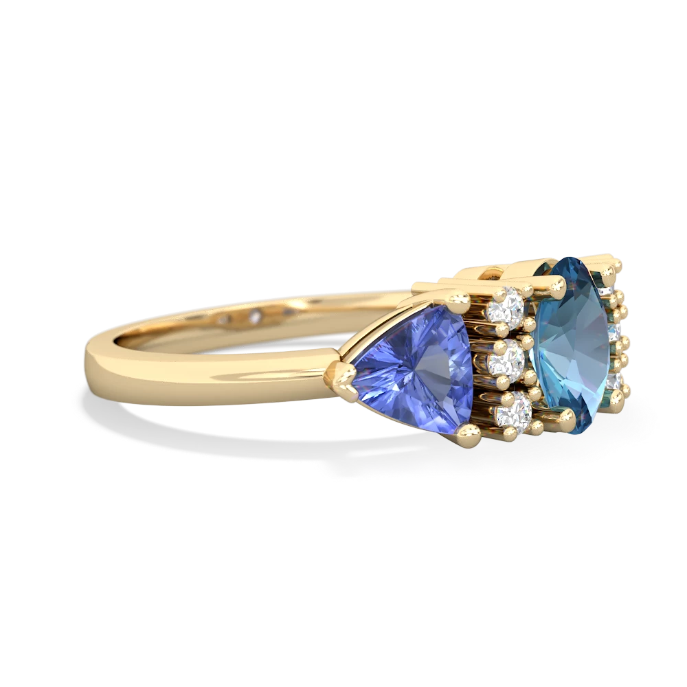 Blue Topaz Antique Style Three Stone 14K Yellow Gold ring R2186