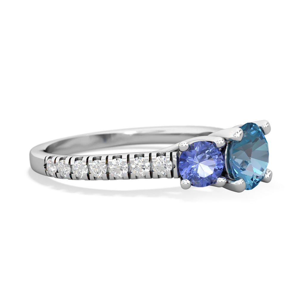 Blue Topaz Pave Trellis 14K White Gold ring R5500