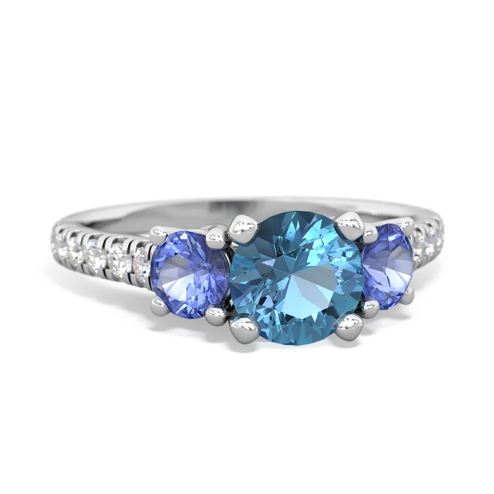 Blue Topaz Pave Trellis 14K White Gold ring R5500