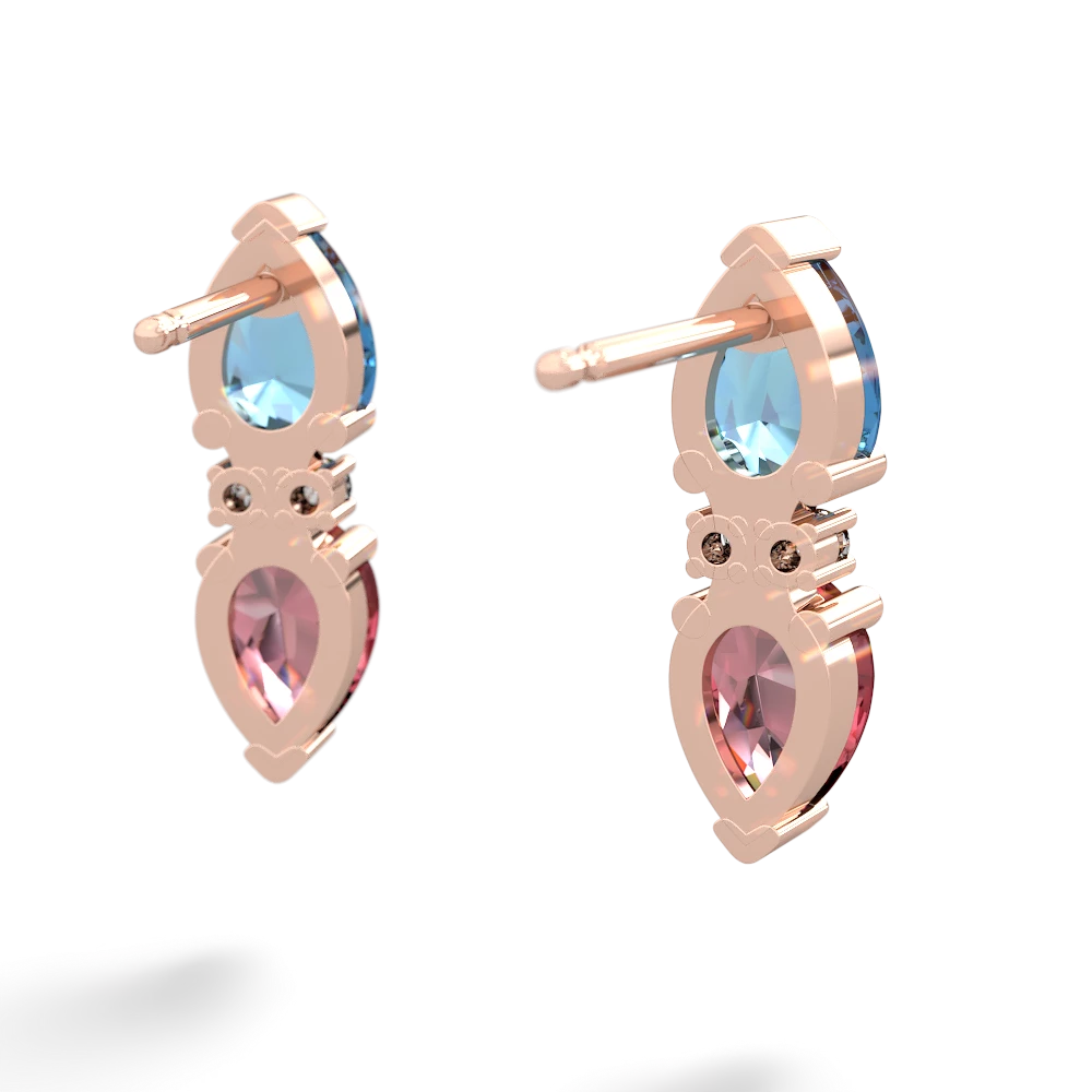 Blue Topaz Bowtie Drop 14K Rose Gold earrings E0865