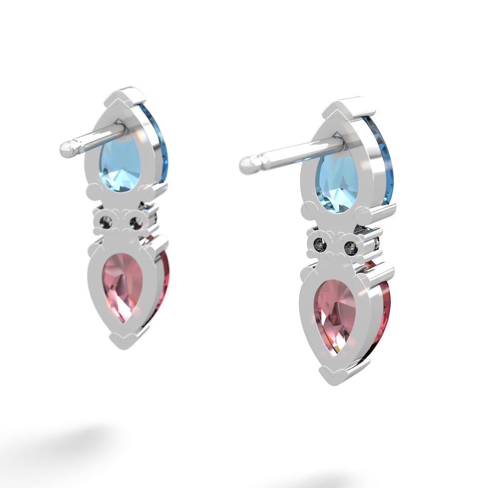 Blue Topaz Bowtie Drop 14K White Gold earrings E0865