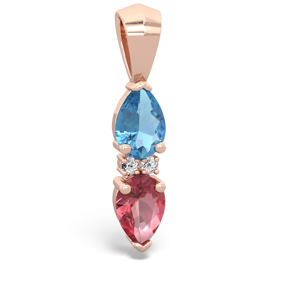 Blue Topaz Bowtie Drop 14K Rose Gold pendant P0865