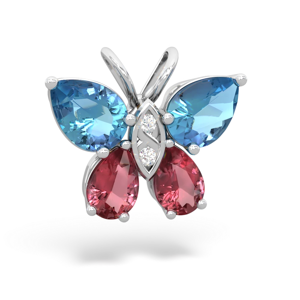 Blue Topaz Butterfly 14K White Gold pendant P2215