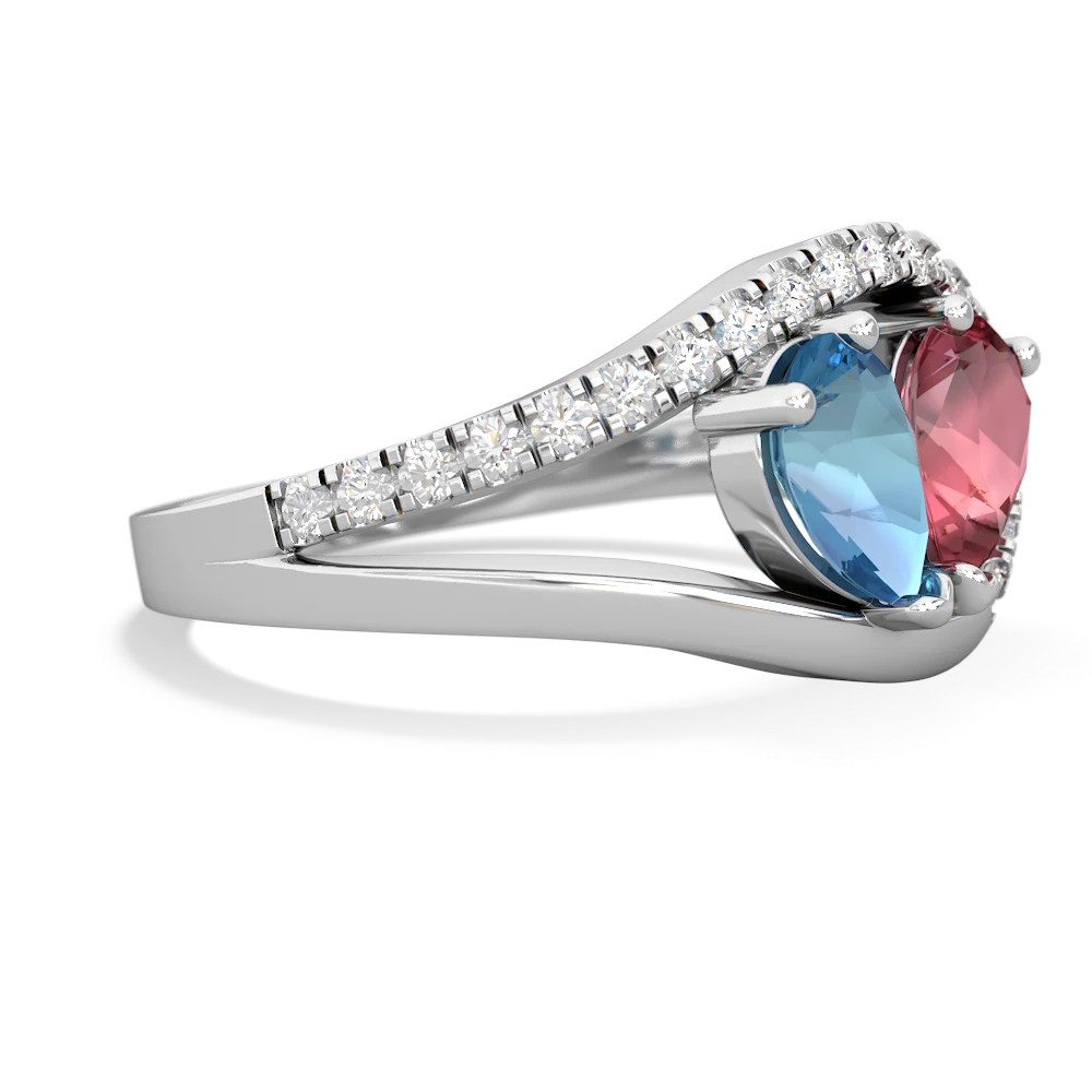 Blue Topaz Nestled Heart Keepsake 14K White Gold ring R5650