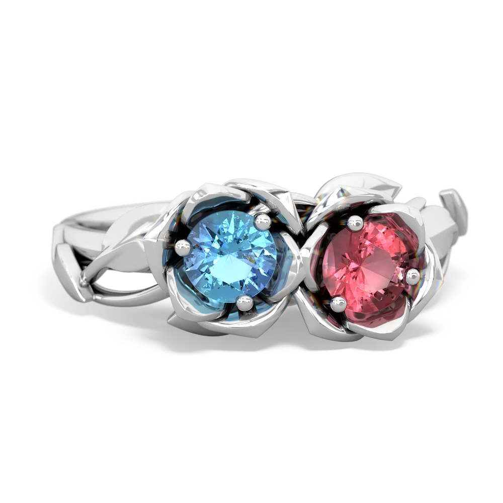 Blue Topaz Rose Garden 14K White Gold ring R5510