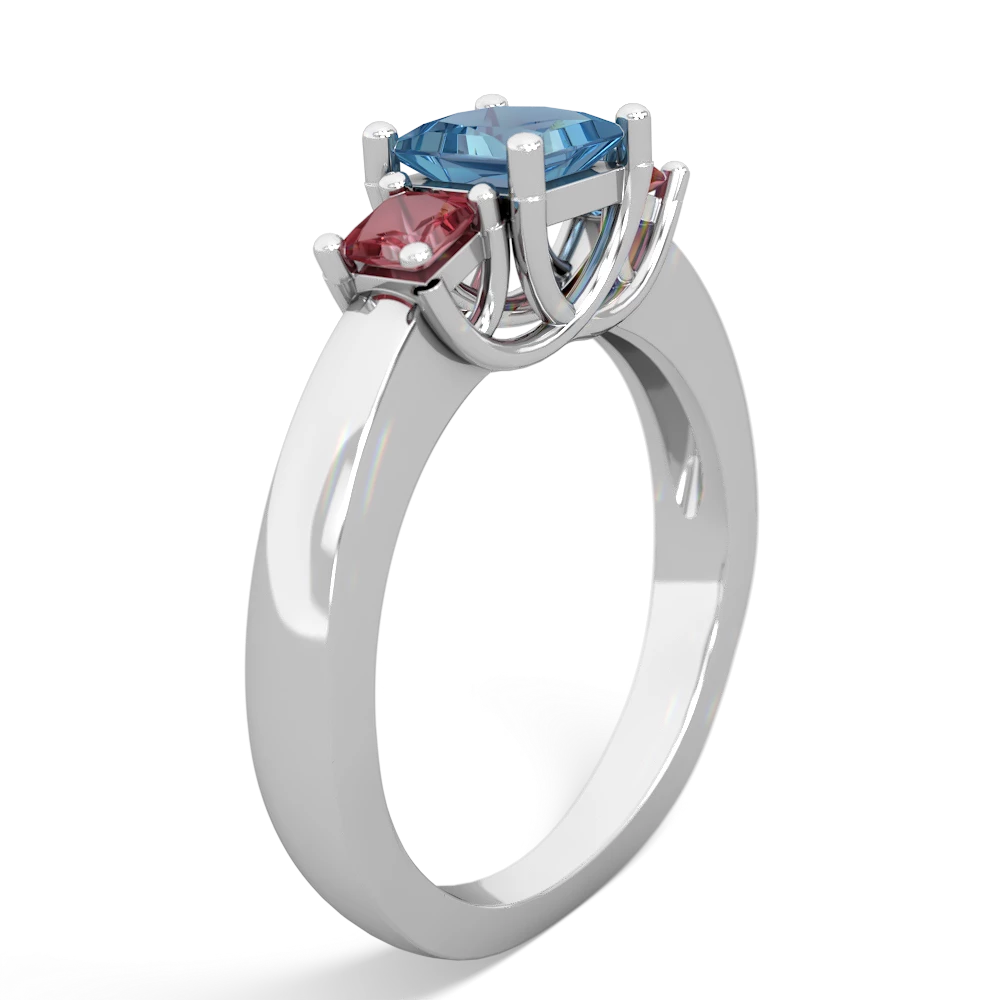 Blue Topaz Three Stone Trellis 14K White Gold ring R4015