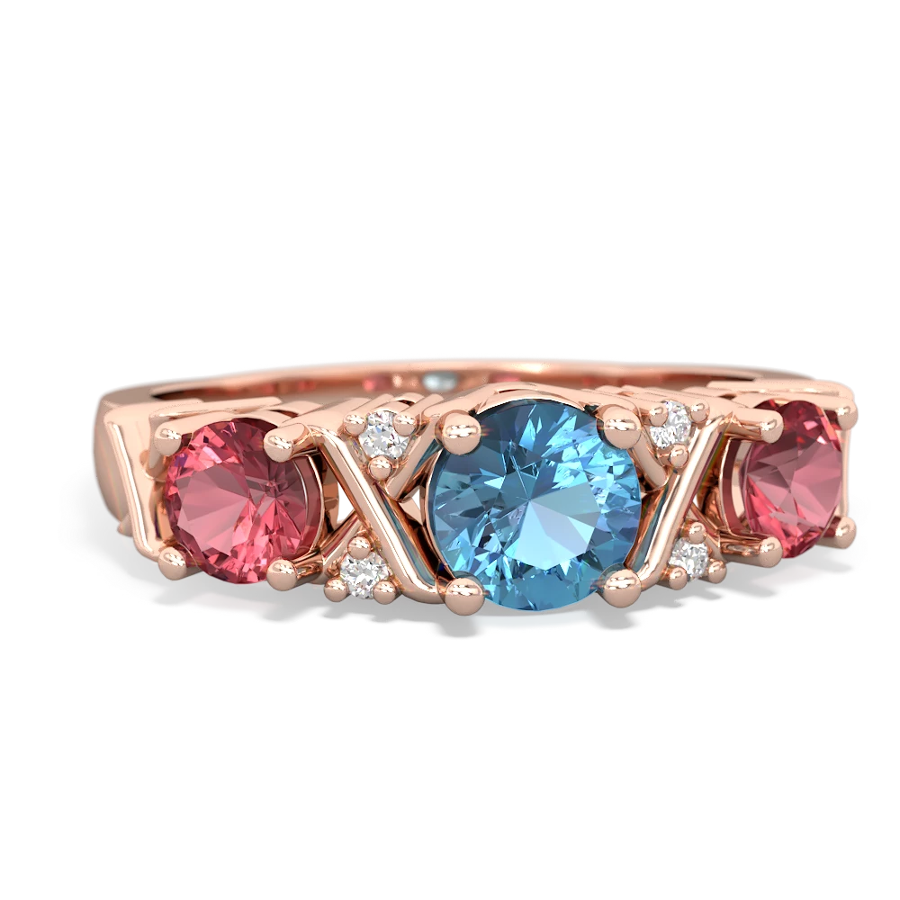 Blue Topaz Hugs And Kisses 14K Rose Gold ring R5016