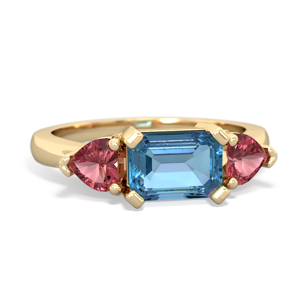 Blue Topaz Three Stone 14K Yellow Gold ring R5235