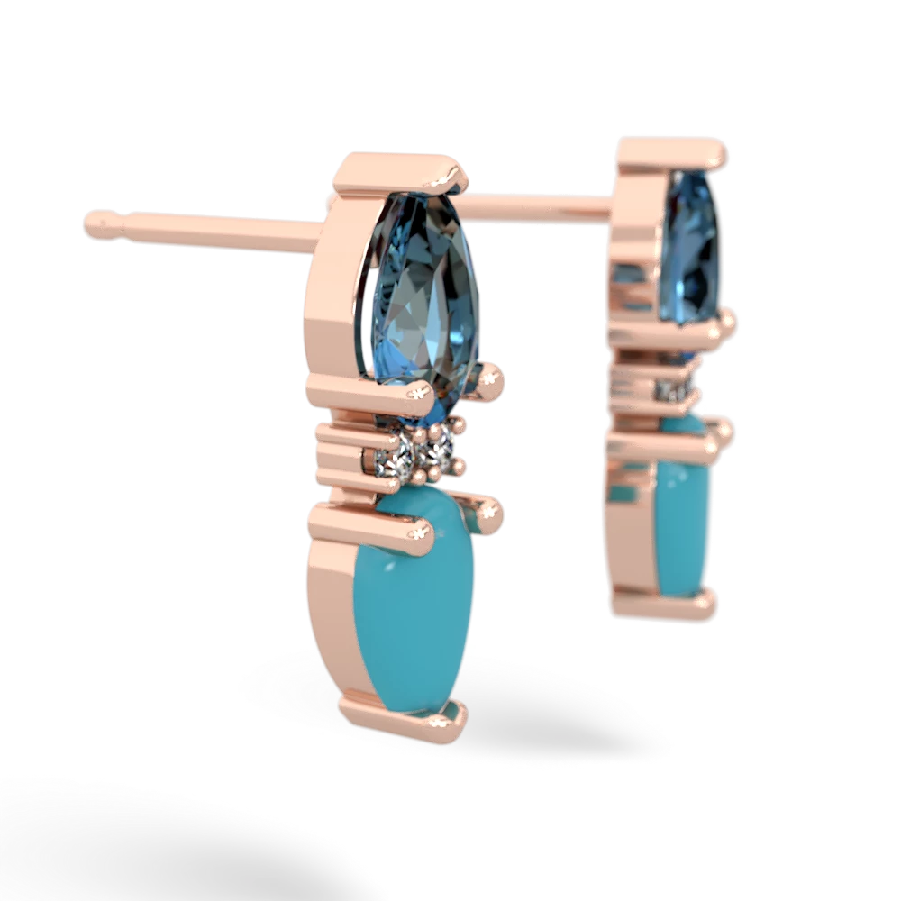 Blue Topaz Bowtie Drop 14K Rose Gold earrings E0865