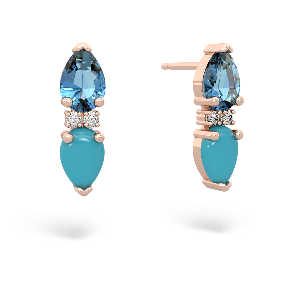 Blue Topaz Bowtie Drop 14K Rose Gold earrings E0865