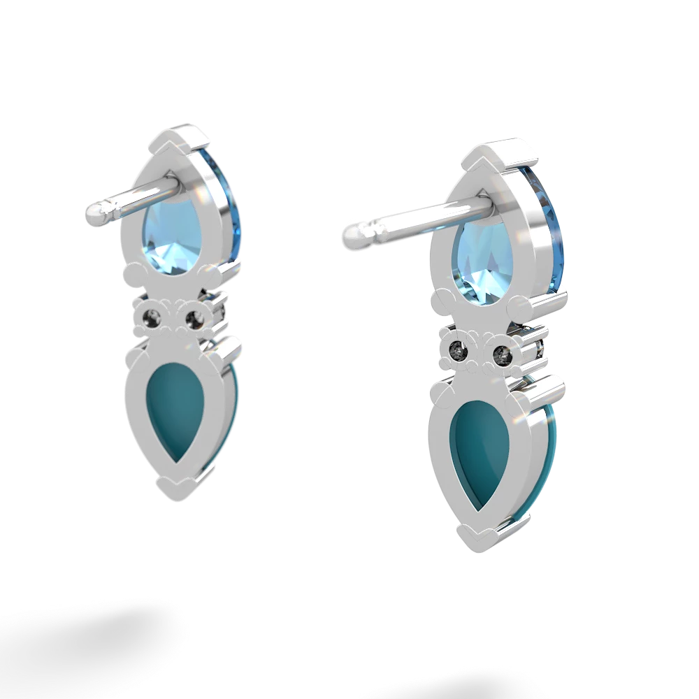 Blue Topaz Bowtie Drop 14K White Gold earrings E0865