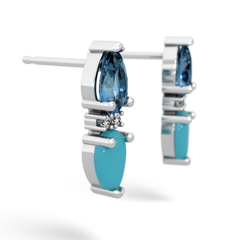 Blue Topaz Bowtie Drop 14K White Gold earrings E0865