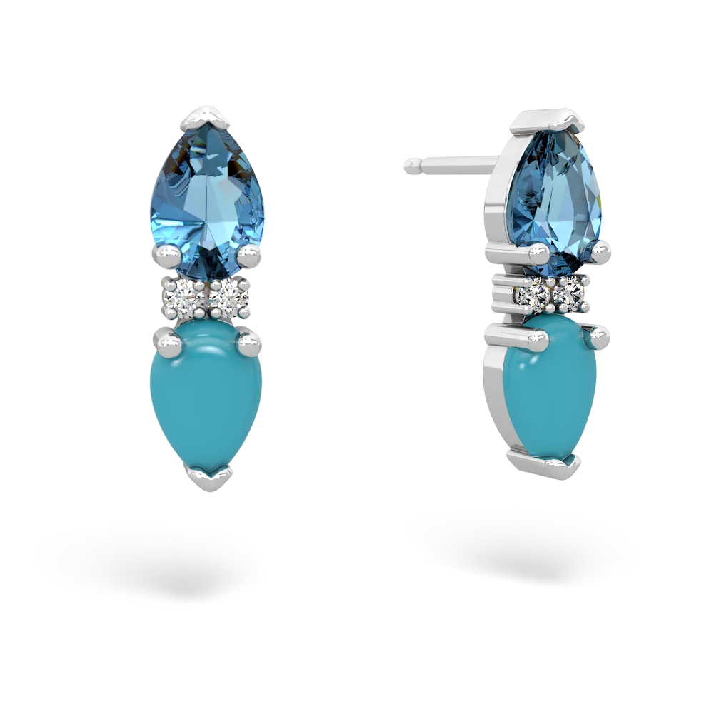 Blue Topaz Bowtie Drop 14K White Gold earrings E0865