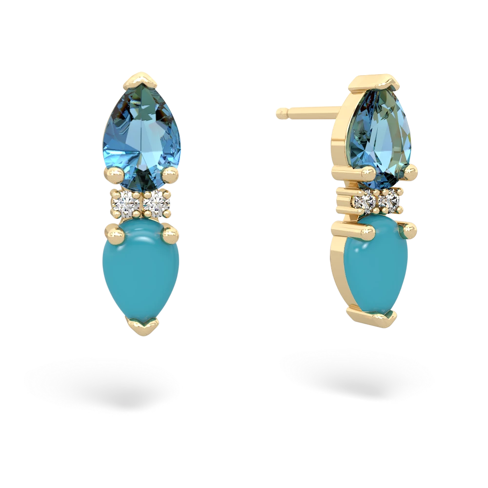 Blue Topaz Bowtie Drop 14K Yellow Gold earrings E0865