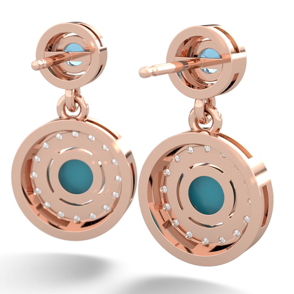 Blue Topaz Halo Dangle 14K Rose Gold earrings E5319