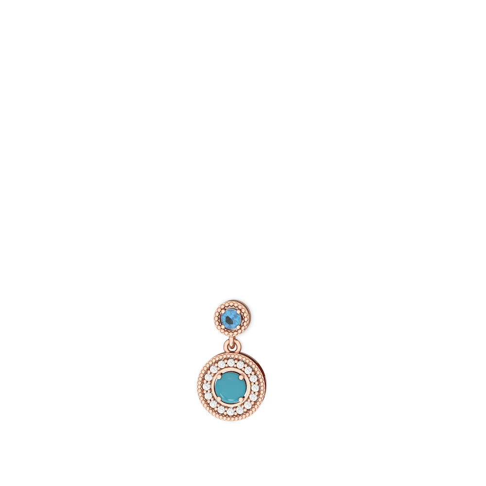 Blue Topaz Halo Dangle 14K Rose Gold earrings E5319